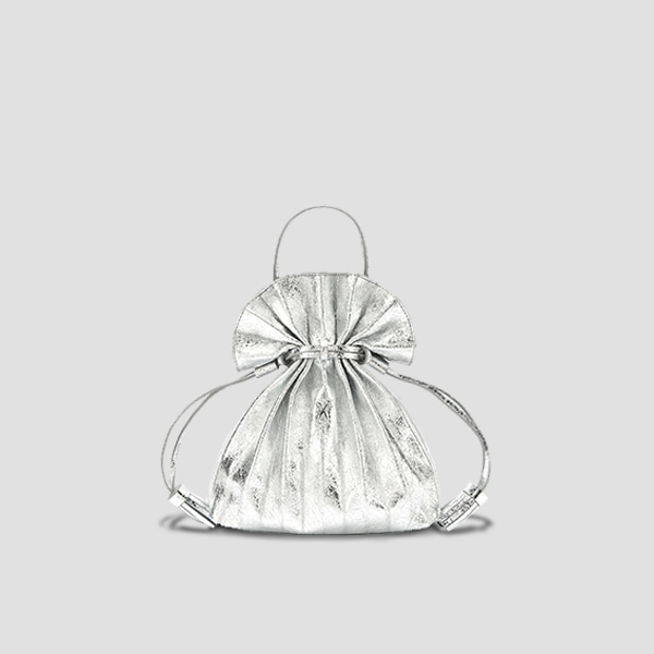 Lucky Pleats Crossbag Cracked Silver