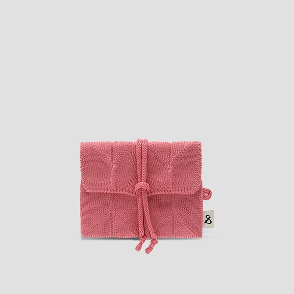 Lucky Pleats Knit Card Wallet Pink Punch