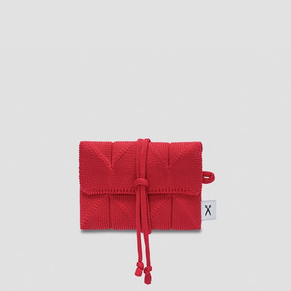 Lucky Pleats Knit Card Wallet Barbados Red