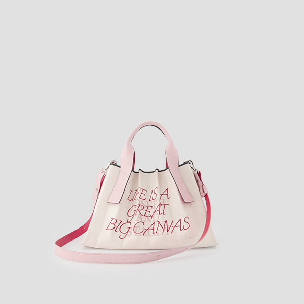 [Out Of Stock] Lucky Pleats Canvas Tote Pop S Peach Skin