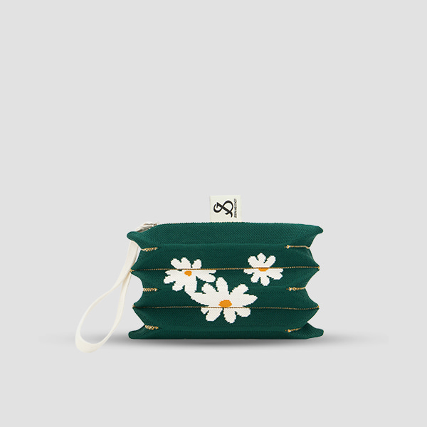 [Shipped by 26,May] Lucky Pleats Pouch S Daisy Deep Forest