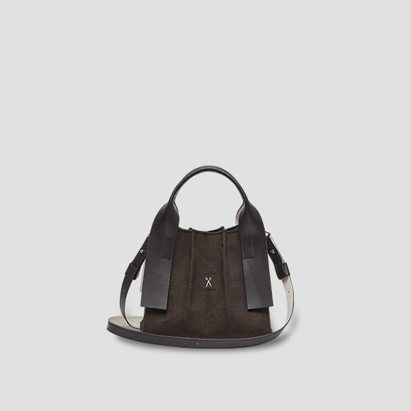 Lucky Pleats Canvas Tote XS Dark Brown
