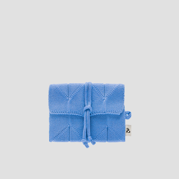 Lucky Pleats Knit Card Wallet Cerulean Blue