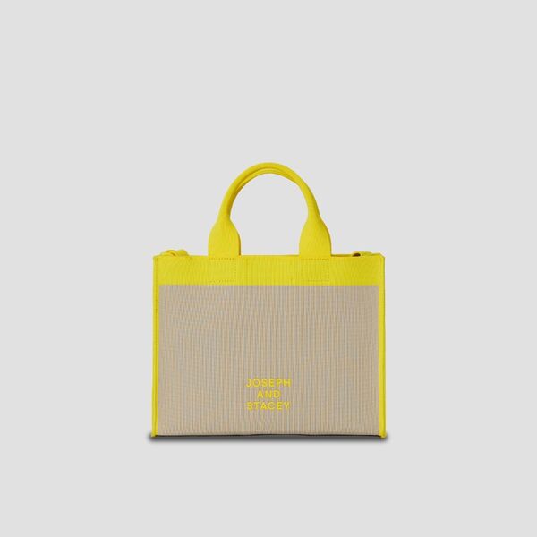 LPK Lattice Knit Tote Bag M Frame Yellow on Beige