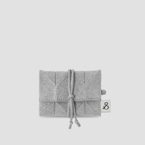 Lucky Pleats Knit Card Wallet Starry Platinum