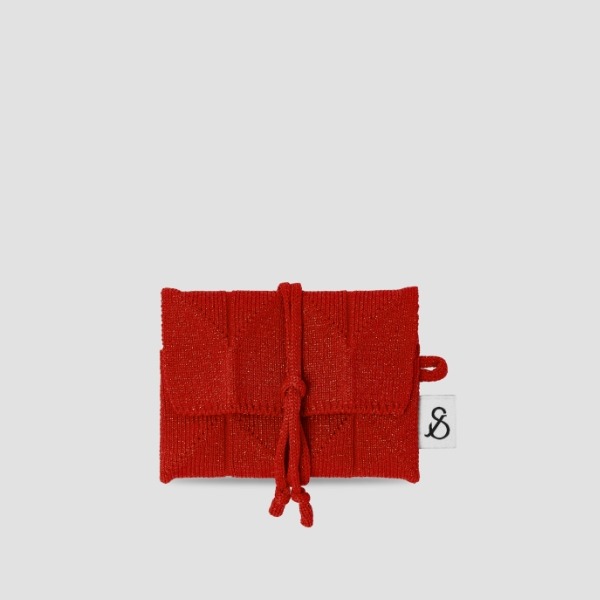 Lucky Pleats Knit Card Wallet Starry Red