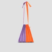 Lucky Pleats Knit M Half &amp; Half Lavender/Neon Orange