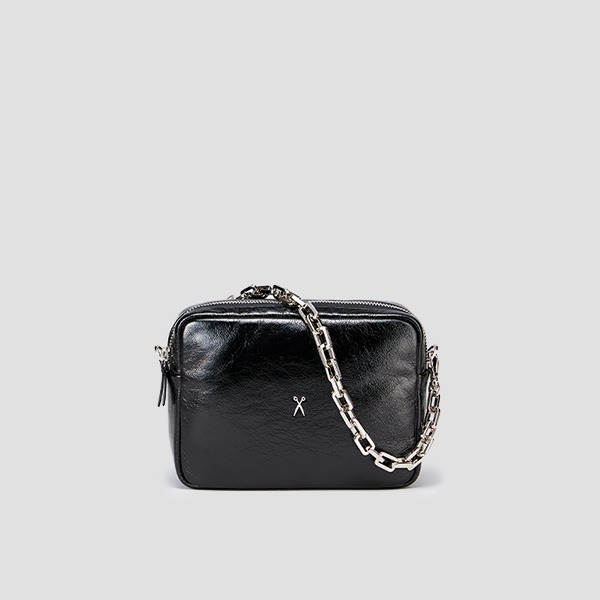 OZ Mini Square Bag With Chain Glossy Black
