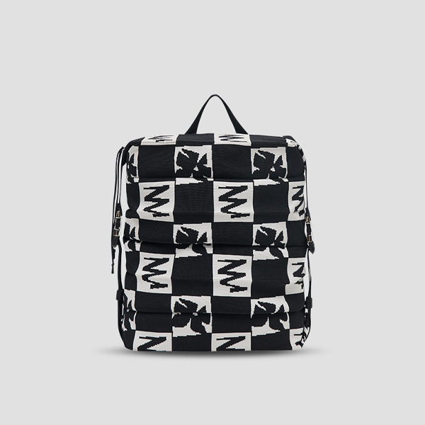 [Pre-order 4,November] Lucky Pleats Knit Backpack M Future Flower Black White