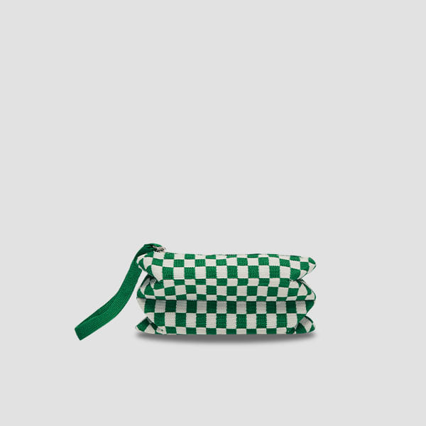 Lucky Pleats Knit Pouch Slim Checkmate Jelly Green