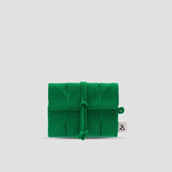 Lucky Pleats Knit Card Wallet Jelly Green