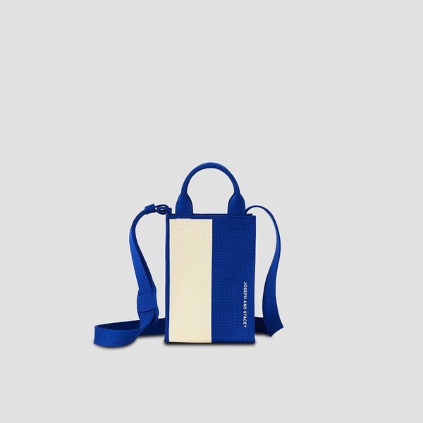 LPK Lattice Knit Cross Bag S Stripe Ivory on Blue