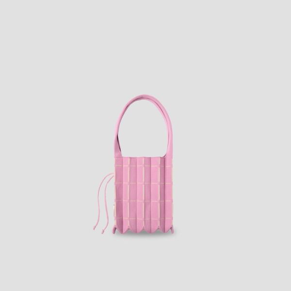Lucky Pleats Knit S Grid Cotton Pink